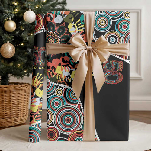 Honouring 50 Year Of NAIDOC Wrapping Paper Honouring The Next Generation Red Aboriginal Art - Aussie Hoodie