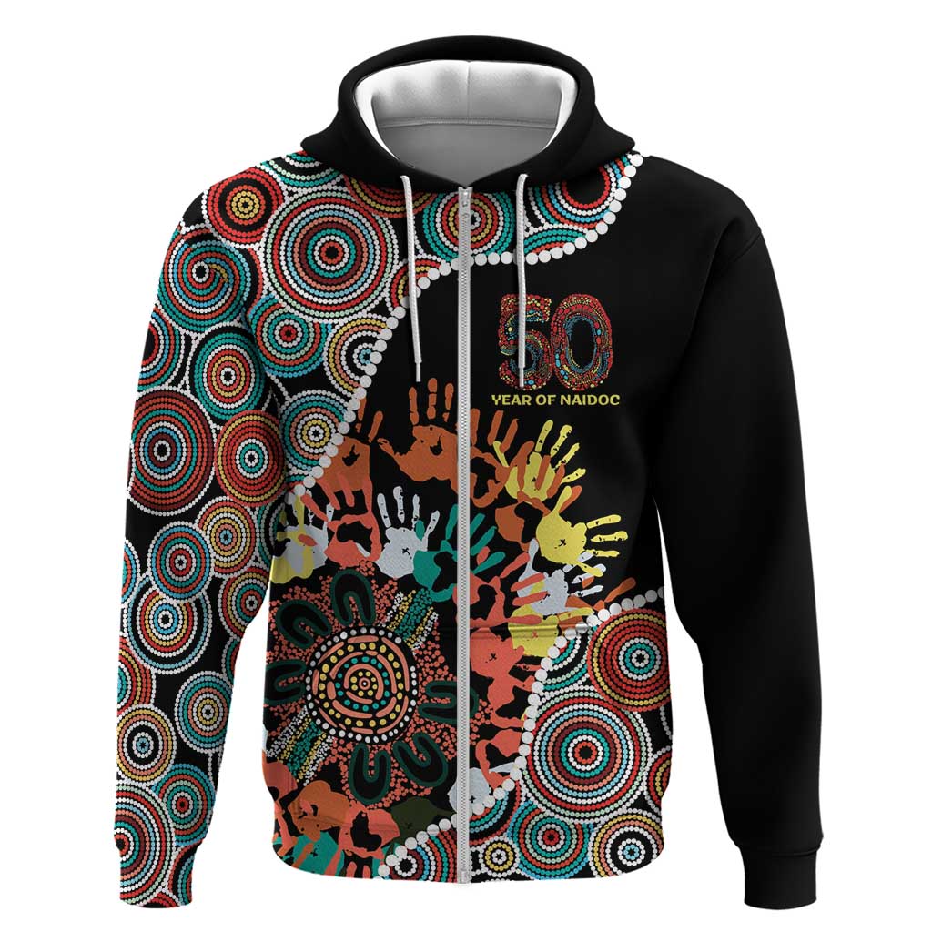 Honouring 50 Year Of NAIDOC Zip Hoodie Honouring The Next Generation Red Aboriginal Art
