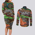 Thriving Together NAIDOC 2025 Couples Matching Long Sleeve Bodycon Dress and Long Sleeve Button Shirt Aboriginal Indigenous Art