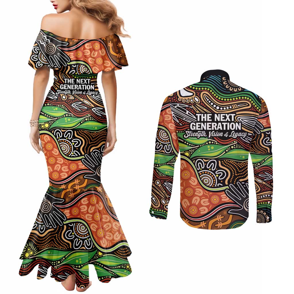 Thriving Together NAIDOC 2025 Couples Matching Mermaid Dress and Long Sleeve Button Shirt Aboriginal Indigenous Art