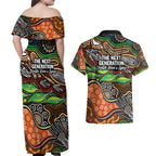 Thriving Together NAIDOC 2025 Couples Matching Off Shoulder Maxi Dress and Hawaiian Shirt Aboriginal Indigenous Art