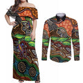 Thriving Together NAIDOC 2025 Couples Matching Off Shoulder Maxi Dress and Long Sleeve Button Shirt Aboriginal Indigenous Art