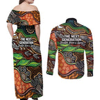 Thriving Together NAIDOC 2025 Couples Matching Off Shoulder Maxi Dress and Long Sleeve Button Shirt Aboriginal Indigenous Art