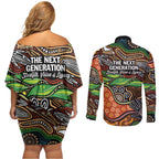 Thriving Together NAIDOC 2025 Couples Matching Off Shoulder Short Dress and Long Sleeve Button Shirt Aboriginal Indigenous Art