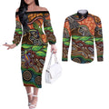 Thriving Together NAIDOC 2025 Couples Matching Off The Shoulder Long Sleeve Dress and Long Sleeve Button Shirt Aboriginal Indigenous Art