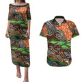 Thriving Together NAIDOC 2025 Couples Matching Puletasi and Hawaiian Shirt Aboriginal Indigenous Art