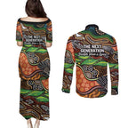 Thriving Together NAIDOC 2025 Couples Matching Puletasi and Long Sleeve Button Shirt Aboriginal Indigenous Art