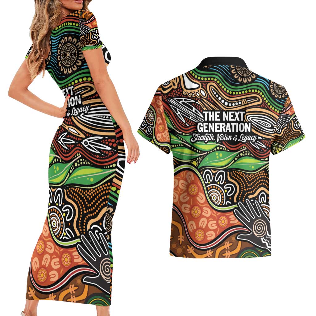 Thriving Together NAIDOC 2025 Couples Matching Short Sleeve Bodycon Dress and Hawaiian Shirt Aboriginal Indigenous Art