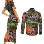 Thriving Together NAIDOC 2025 Couples Matching Short Sleeve Bodycon Dress and Long Sleeve Button Shirt Aboriginal Indigenous Art