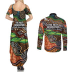 Thriving Together NAIDOC 2025 Couples Matching Summer Maxi Dress and Long Sleeve Button Shirt Aboriginal Indigenous Art