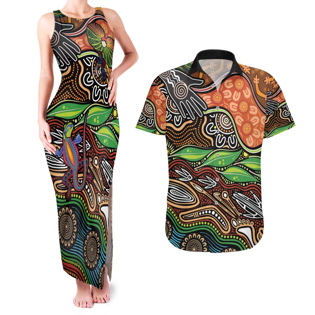 Thriving Together NAIDOC 2025 Couples Matching Tank Maxi Dress and Hawaiian Shirt Aboriginal Indigenous Art