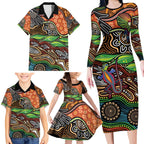 Thriving Together NAIDOC 2025 Family Matching Long Sleeve Bodycon Dress and Hawaiian Shirt Aboriginal Indigenous Art