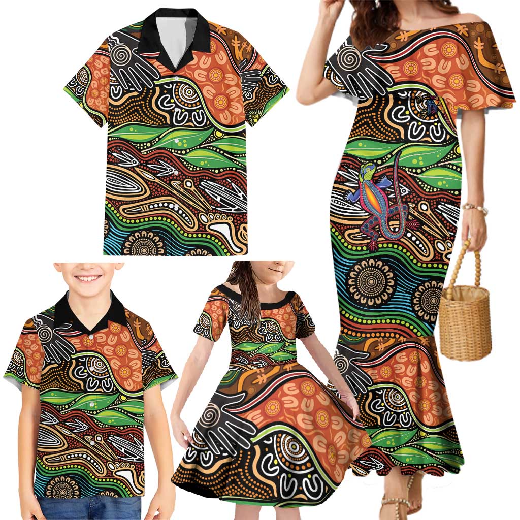 Thriving Together NAIDOC 2025 Family Matching Mermaid Dress and Hawaiian Shirt Aboriginal Indigenous Art