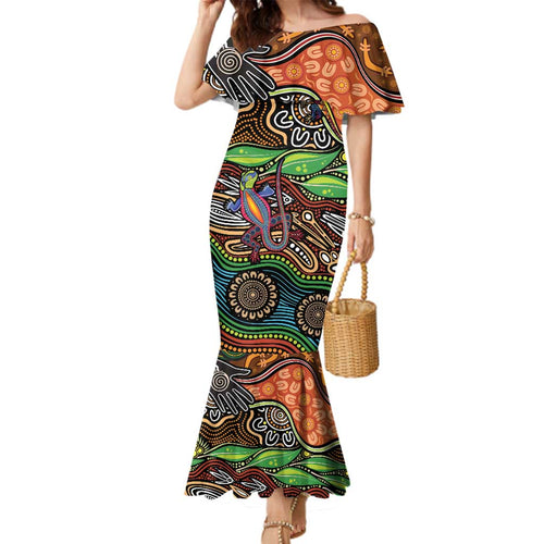 Thriving Together NAIDOC 2025 Family Matching Mermaid Dress and Hawaiian Shirt Aboriginal Indigenous Art