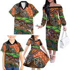 Thriving Together NAIDOC 2025 Family Matching Off The Shoulder Long Sleeve Dress and Hawaiian Shirt Aboriginal Indigenous Art