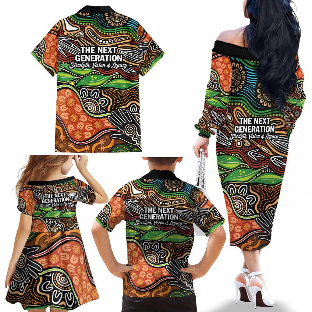 Thriving Together NAIDOC 2025 Family Matching Off The Shoulder Long Sleeve Dress and Hawaiian Shirt Aboriginal Indigenous Art