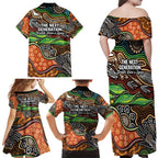 Thriving Together NAIDOC 2025 Family Matching Off Shoulder Maxi Dress and Hawaiian Shirt Aboriginal Indigenous Art