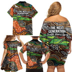 Thriving Together NAIDOC 2025 Family Matching Off Shoulder Short Dress and Hawaiian Shirt Aboriginal Indigenous Art