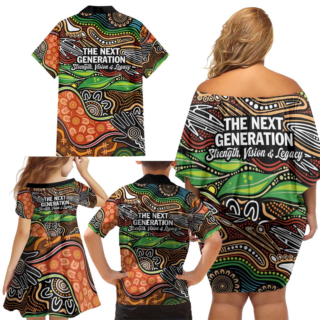 Thriving Together NAIDOC 2025 Family Matching Off Shoulder Short Dress and Hawaiian Shirt Aboriginal Indigenous Art