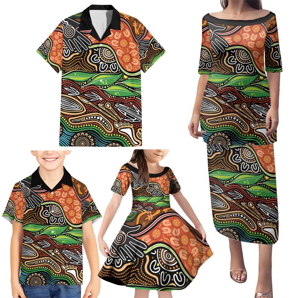 Thriving Together NAIDOC 2025 Family Matching Puletasi and Hawaiian Shirt Aboriginal Indigenous Art