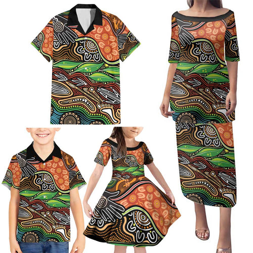 Thriving Together NAIDOC 2025 Family Matching Puletasi and Hawaiian Shirt Aboriginal Indigenous Art