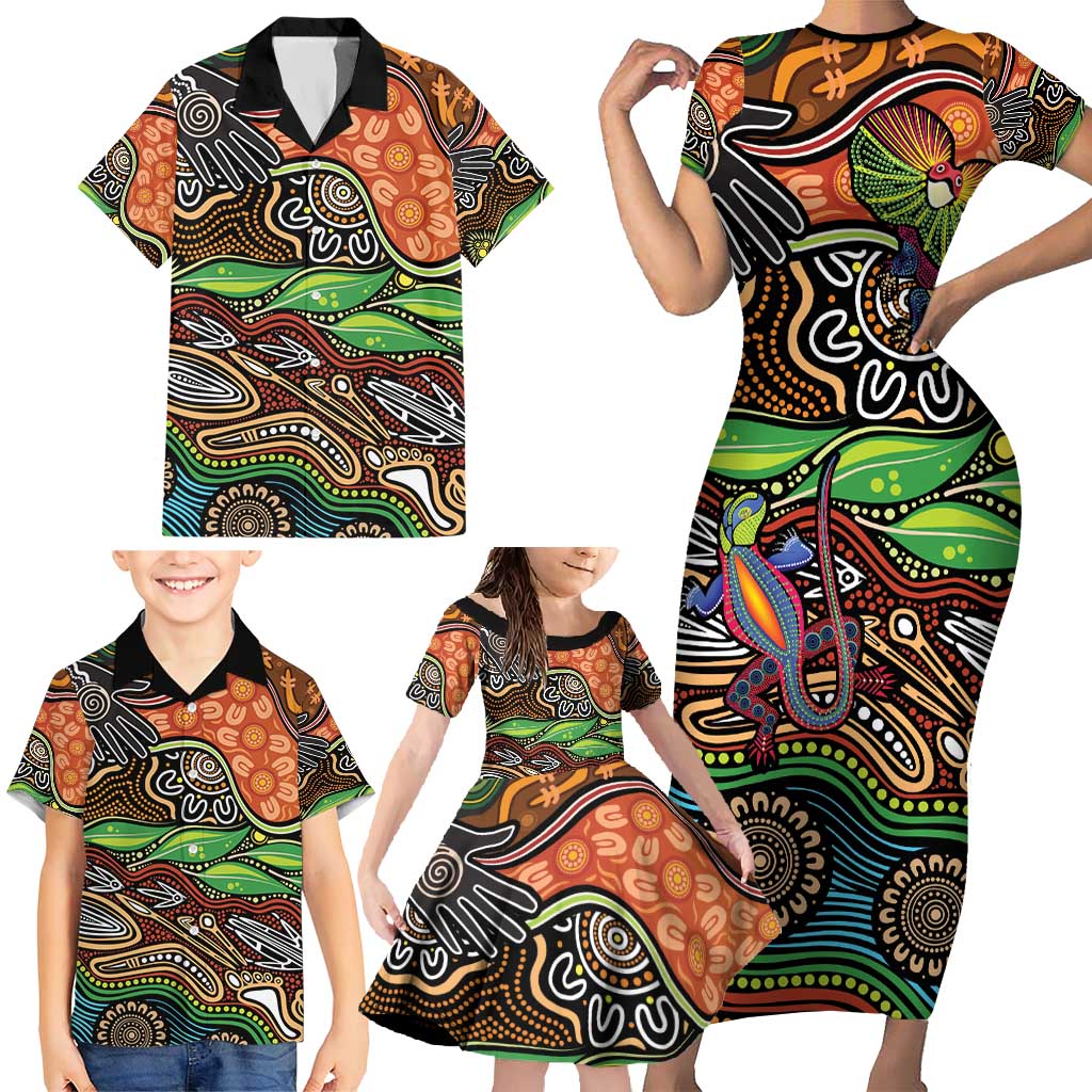 Thriving Together NAIDOC 2025 Family Matching Short Sleeve Bodycon Dress and Hawaiian Shirt Aboriginal Indigenous Art