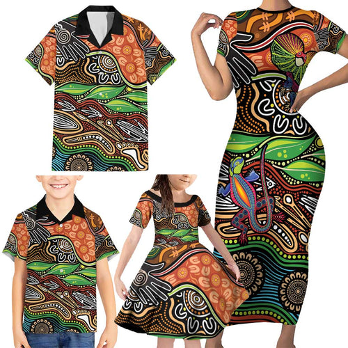 Thriving Together NAIDOC 2025 Family Matching Short Sleeve Bodycon Dress and Hawaiian Shirt Aboriginal Indigenous Art