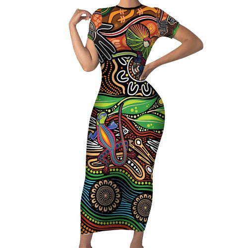 Thriving Together NAIDOC 2025 Family Matching Short Sleeve Bodycon Dress and Hawaiian Shirt Aboriginal Indigenous Art