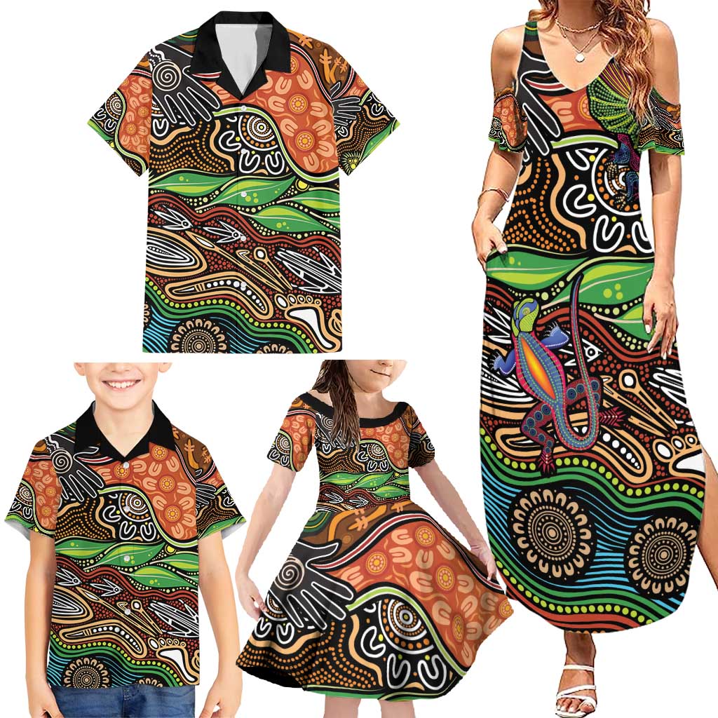 Thriving Together NAIDOC 2025 Family Matching Summer Maxi Dress and Hawaiian Shirt Aboriginal Indigenous Art