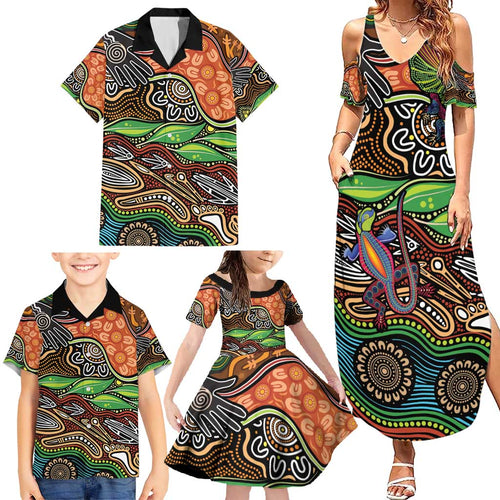 Thriving Together NAIDOC 2025 Family Matching Summer Maxi Dress and Hawaiian Shirt Aboriginal Indigenous Art
