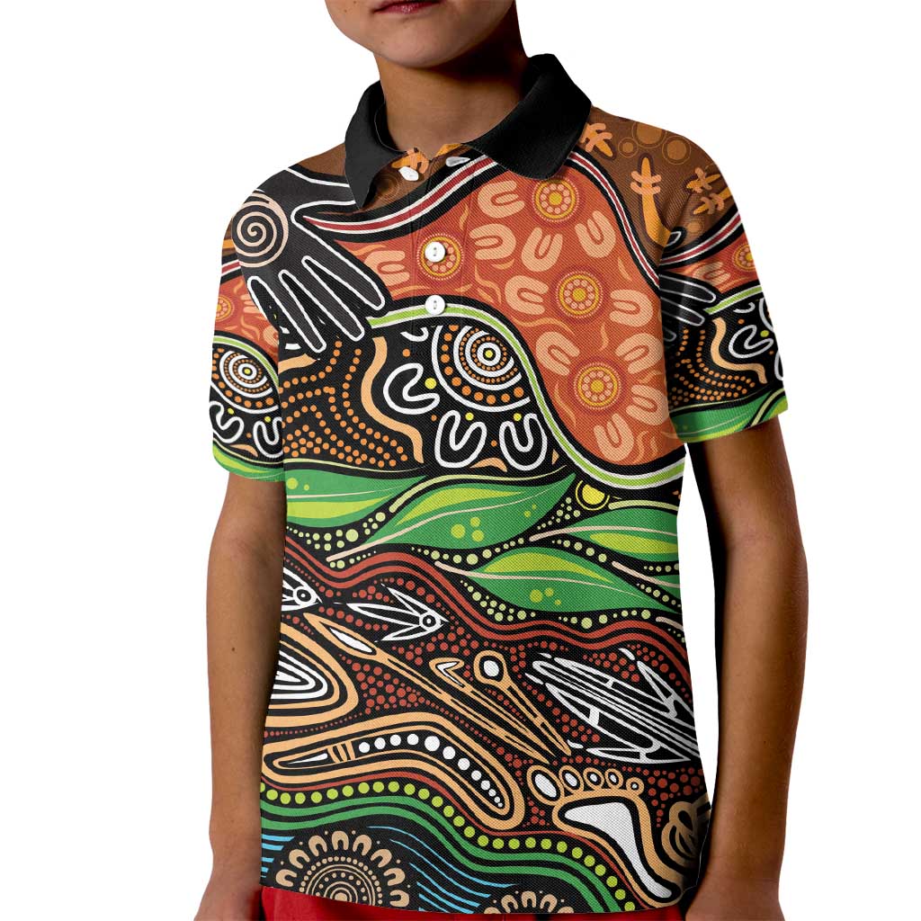 Thriving Together NAIDOC 2025 Kid Polo Shirt Aboriginal Indigenous Art