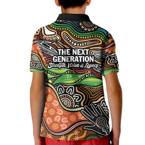 Thriving Together NAIDOC 2025 Kid Polo Shirt Aboriginal Indigenous Art