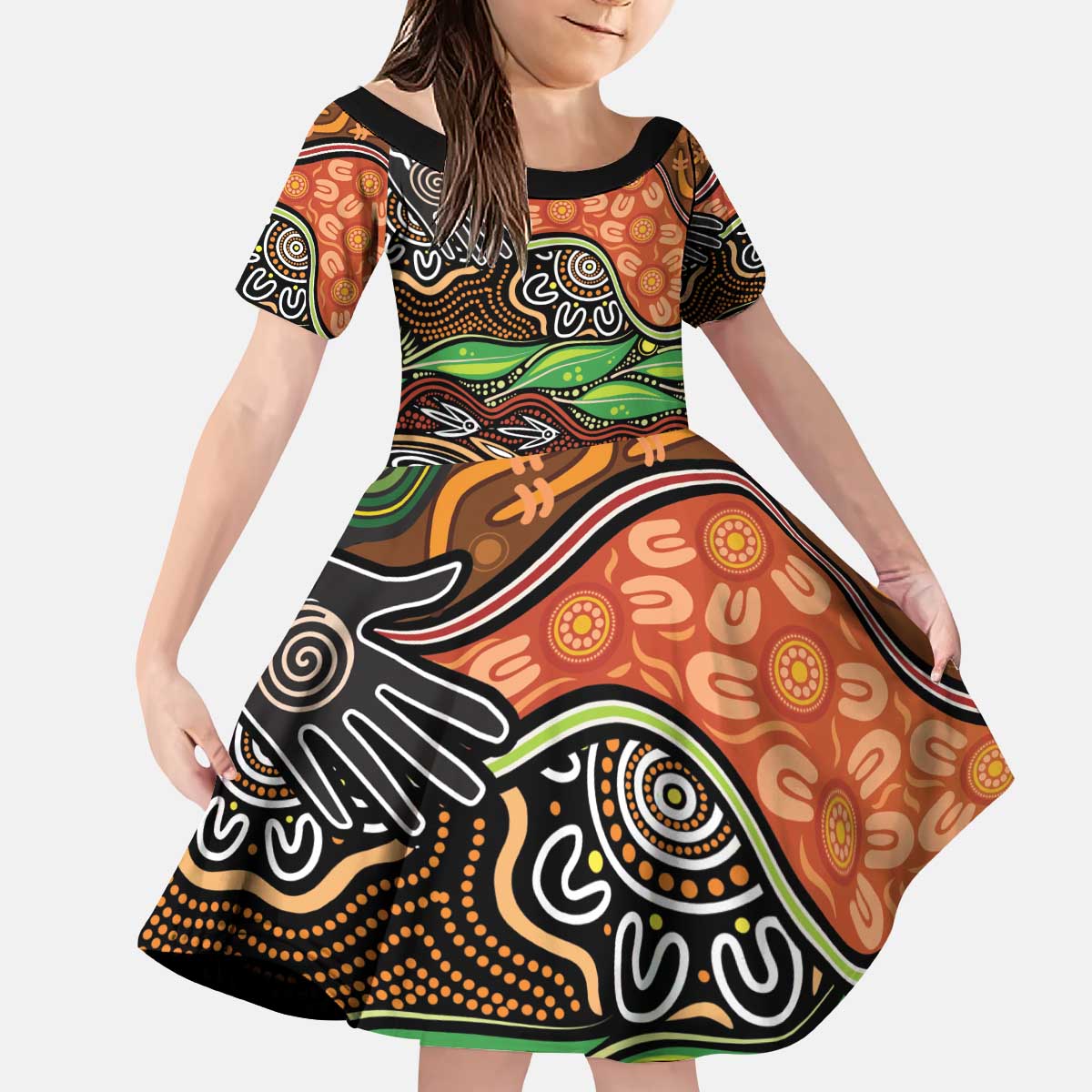 Thriving Together NAIDOC 2025 Kid Short Sleeve Dress Aboriginal Indigenous Art