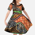 Thriving Together NAIDOC 2025 Kid Short Sleeve Dress Aboriginal Indigenous Art