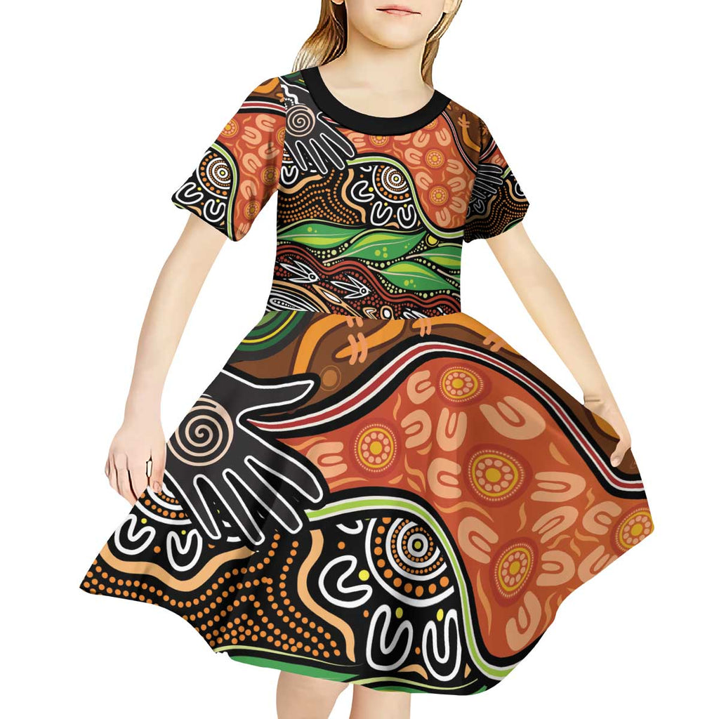 Thriving Together NAIDOC 2025 Kid Short Sleeve Dress Aboriginal Indigenous Art