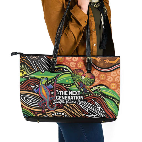 Thriving Together NAIDOC 2025 Leather Tote Bag Aboriginal Indigenous Art