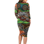 Thriving Together NAIDOC 2025 Long Sleeve Bodycon Dress Aboriginal Indigenous Art