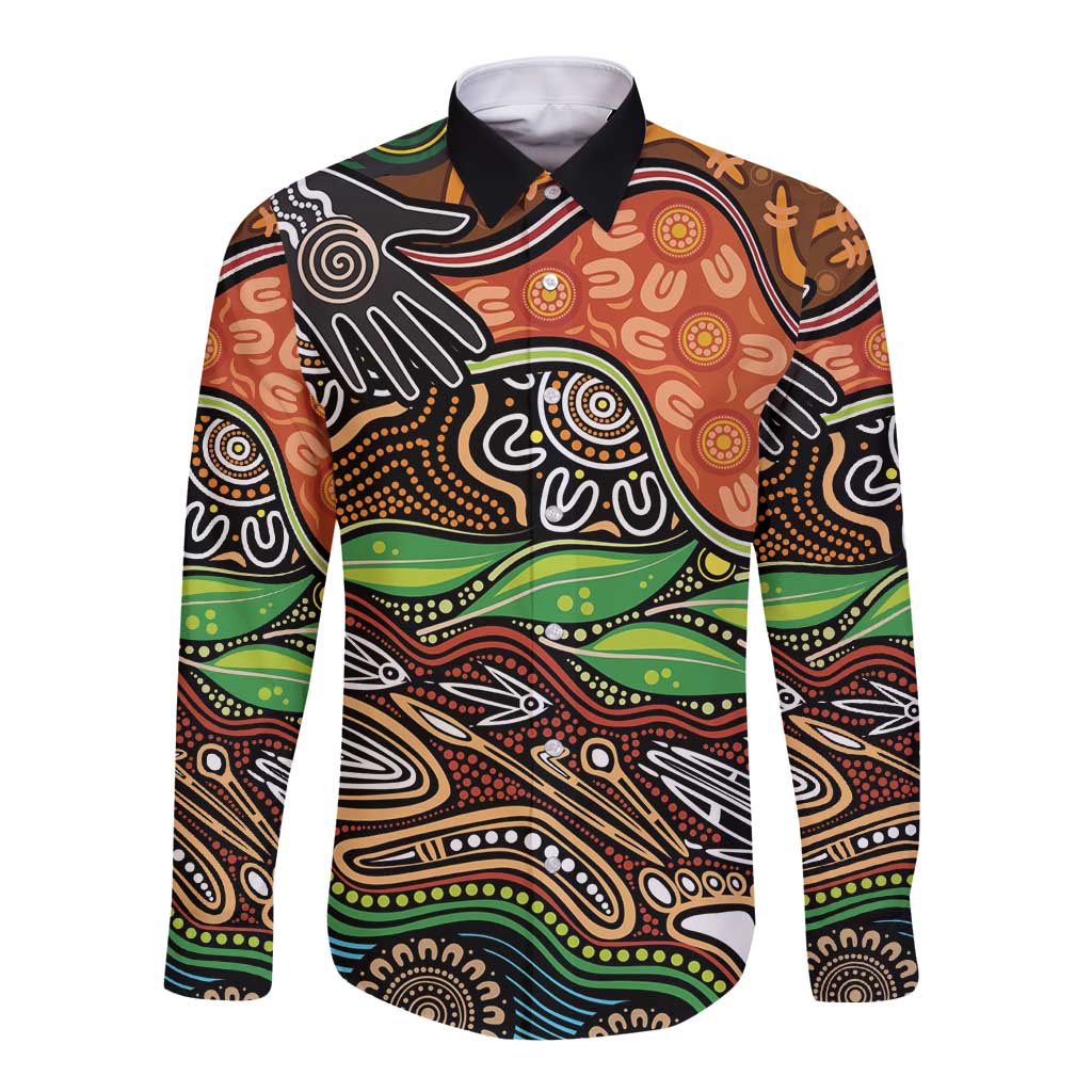 Thriving Together NAIDOC 2025 Long Sleeve Button Shirt Aboriginal Indigenous Art