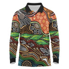 Thriving Together NAIDOC 2025 Long Sleeve Polo Shirt Aboriginal Indigenous Art