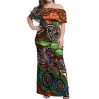 Thriving Together NAIDOC 2025 Off Shoulder Maxi Dress Aboriginal Indigenous Art