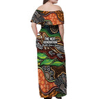 Thriving Together NAIDOC 2025 Off Shoulder Maxi Dress Aboriginal Indigenous Art