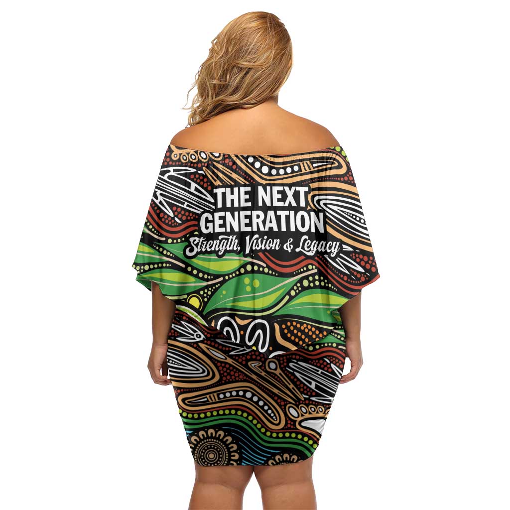 Thriving Together NAIDOC 2025 Off Shoulder Short Dress Aboriginal Indigenous Art