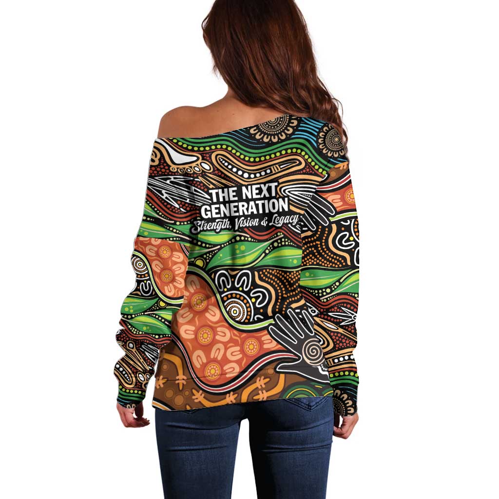 Thriving Together NAIDOC 2025 Off Shoulder Sweater Aboriginal Indigenous Art