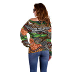Thriving Together NAIDOC 2025 Off Shoulder Sweater Aboriginal Indigenous Art