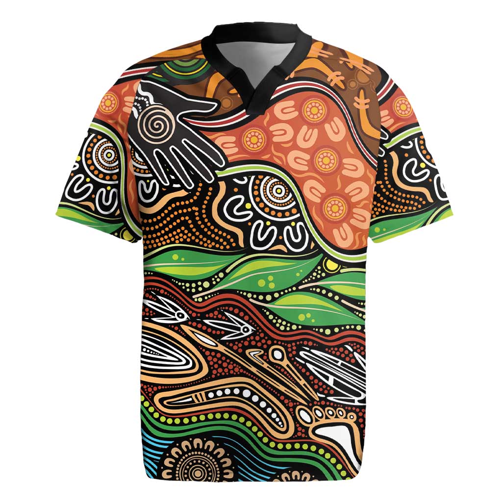 Thriving Together NAIDOC 2025 Rugby Jersey Aboriginal Indigenous Art