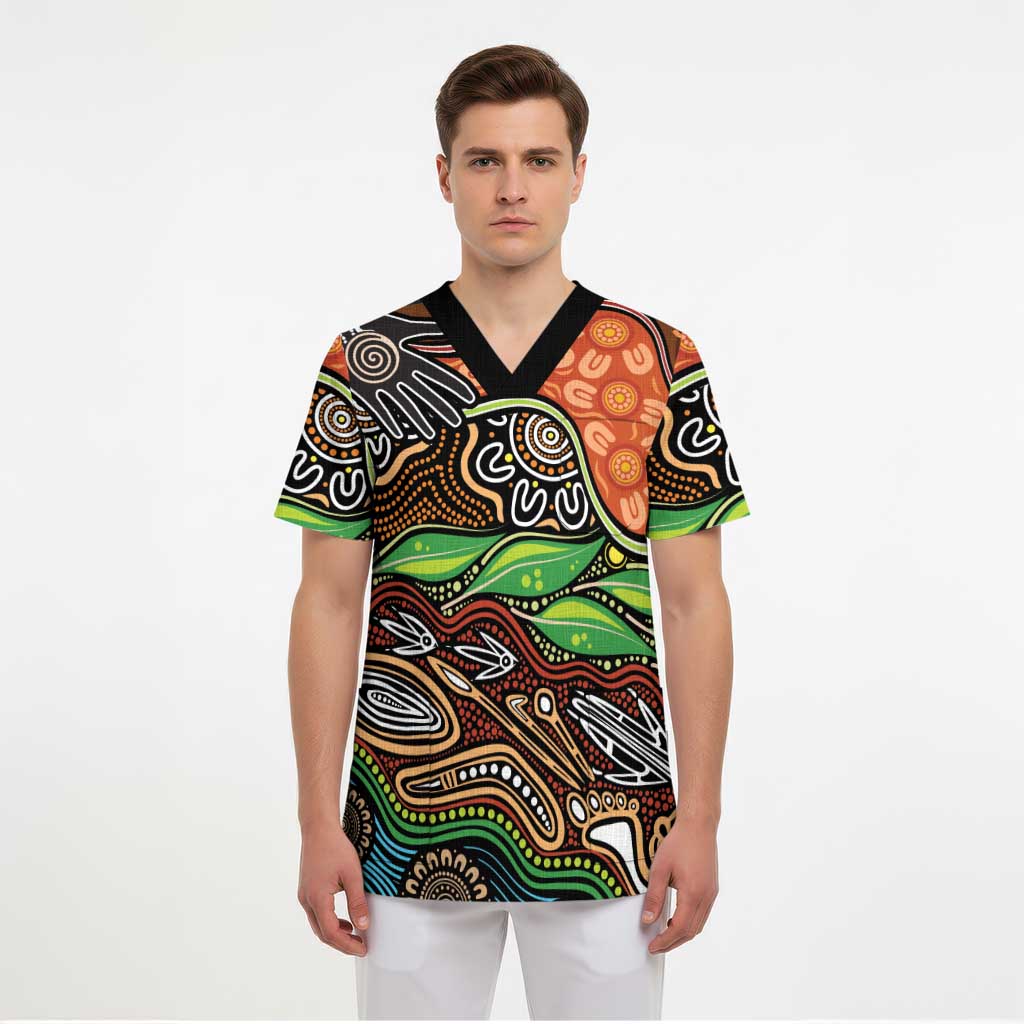 Thriving Together NAIDOC 2025 Scrub Top Aboriginal Indigenous Art - Aussie Hoodie