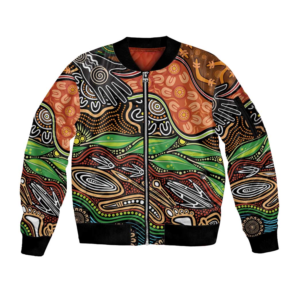 Thriving Together NAIDOC 2025 Sleeve Zip Bomber Jacket Aboriginal Indigenous Art