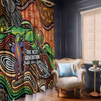 Thriving Together NAIDOC 2025 Window Curtain Aboriginal Indigenous Art