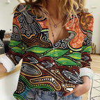 Thriving Together NAIDOC 2025 Women Casual Shirt Aboriginal Indigenous Art