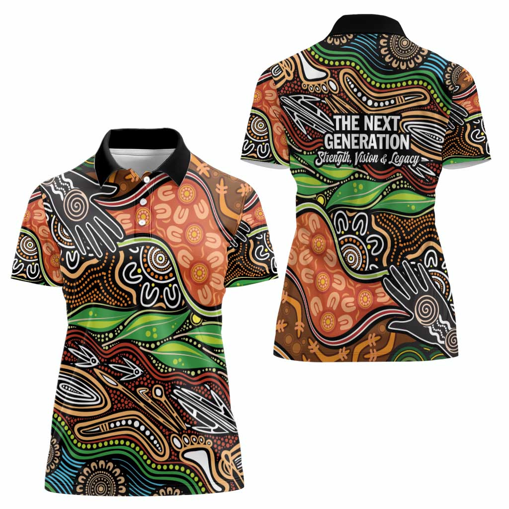 Thriving Together NAIDOC 2025 Women Polo Shirt Aboriginal Indigenous Art